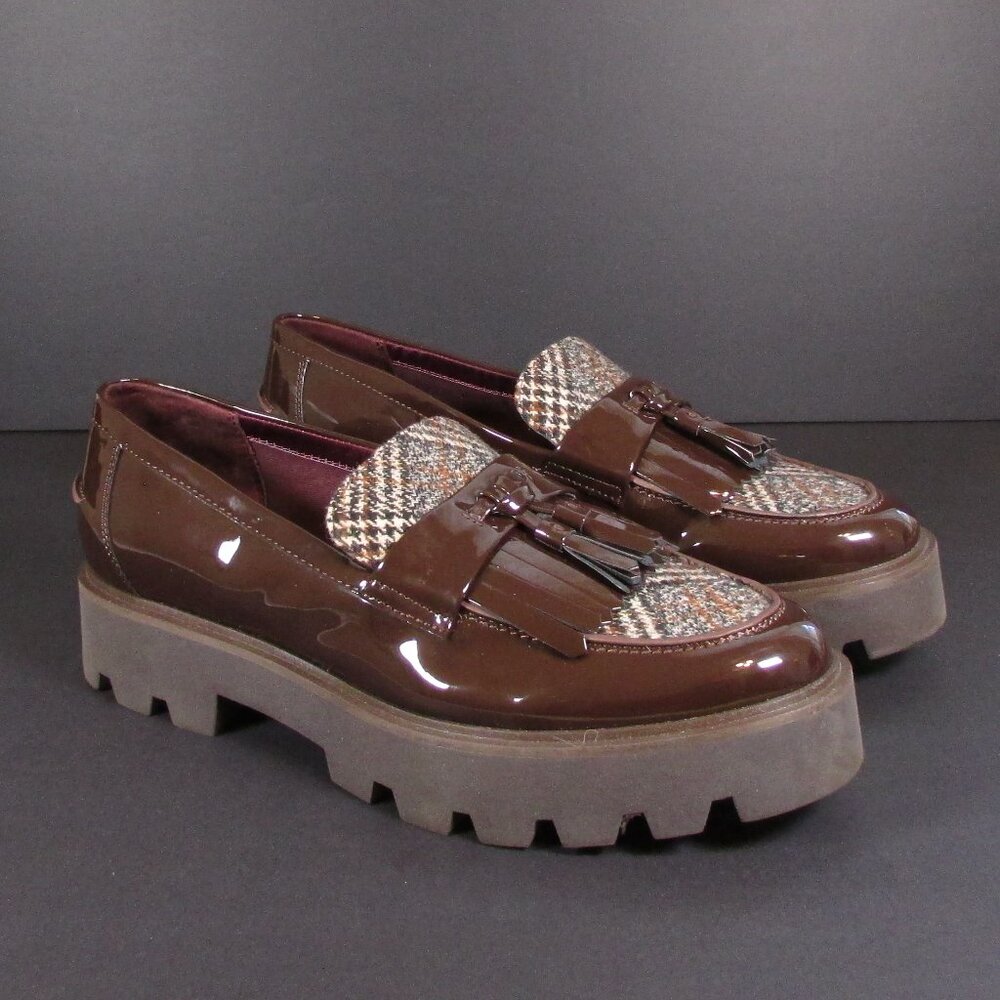 Franco Sarto Brown Loafers with Textured Accents